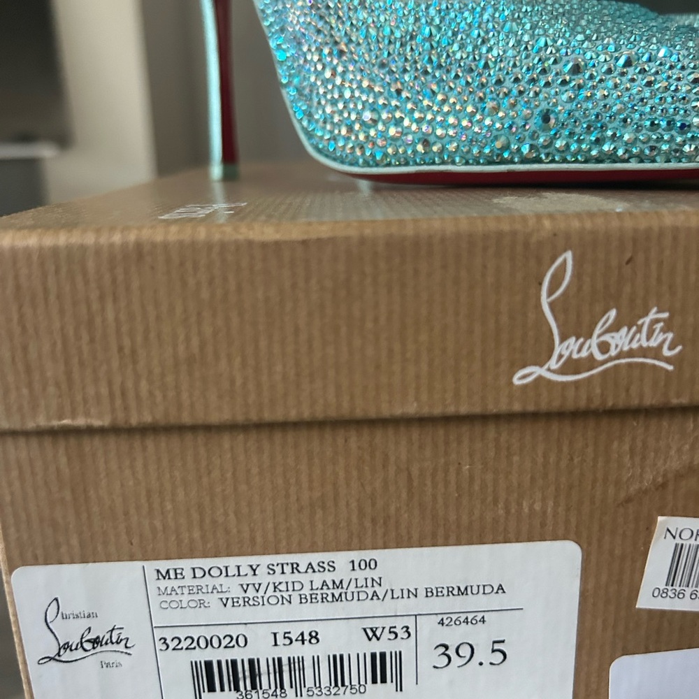 Christian louboutin me dolly strass Bermuda crystal peep toe 100mm stiletto 38.5 - Picture 11 of 11